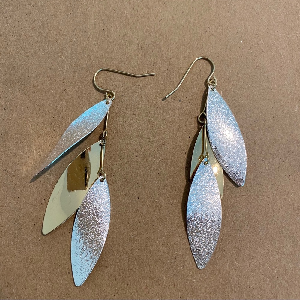 Silver and Gold Leaf Earrings